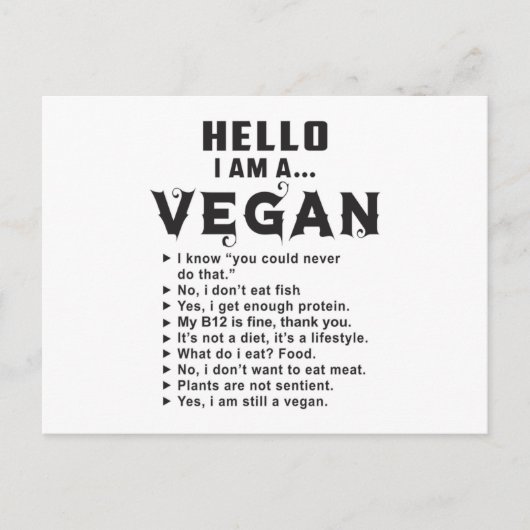 Veganes Vegetarisches Gemüse Veganismus Funny Gift Postkarte (Vorderseite)