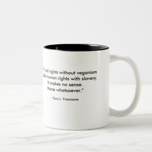 "Veganes" Wort-Wolke Herz u. Zitat Zweifarbige Tasse (Rechts)