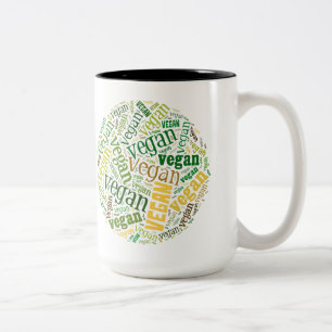 "Veganes" Wort-Wolke Mosaik Zweifarbige Tasse