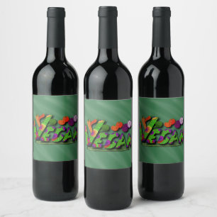 Veganism Multicolor Weinetikett