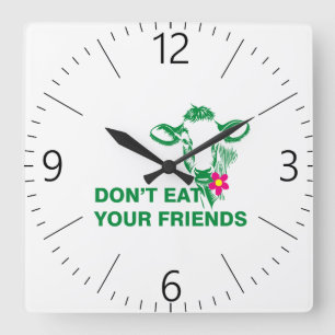 Veganismus Quadratische Wanduhr