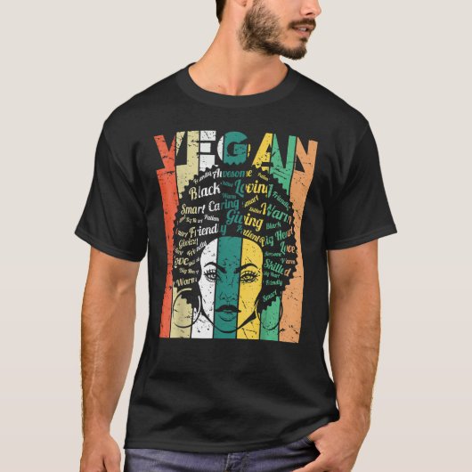 Vegans Black Women Black History Afro African Prid T-Shirt (Vorderseite)