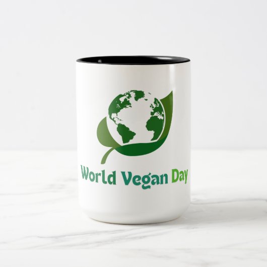 Vegans Day Zweifarbige Tasse (Mittel)