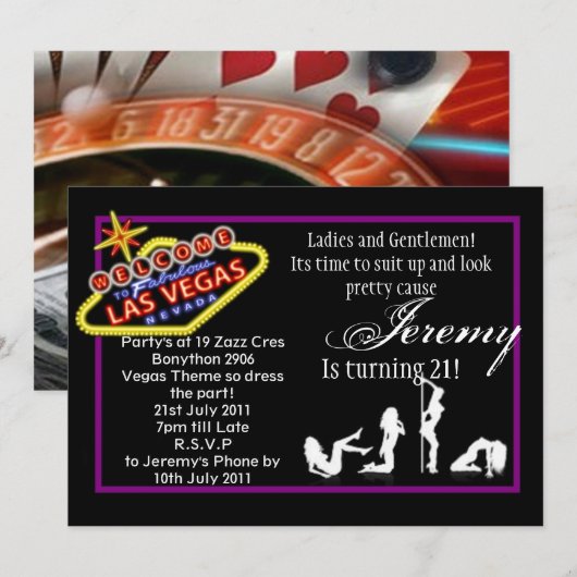 Vegas 21 einladung (Vorne/Hinten)