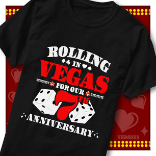 Vegas 7. Jubiläum Paar Casino Rollende Würfel T-Shirt