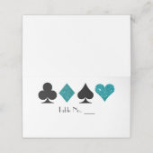 Vegas Aquamariner Glitzer und Schwarze Platzkarte (Außenseite Aufgefaltet)