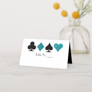 Vegas Aquamariner Glitzer und Schwarze Platzkarte