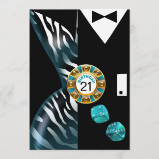 Vegas Art Deco Zebra Swank 21. Geburtstag Einladung