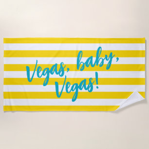 Vegas Baby Gelb Weiße Cabana Streifen Poolparty Strandtuch