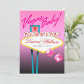 Vegas Baby! Hochzeit Speichern Sie das Datum rosa Save The Date (Stehend Vorderseite)