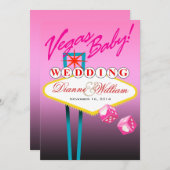 Vegas Baby! Hochzeit Speichern Sie das Datum rosa Save The Date (Vorne/Hinten)