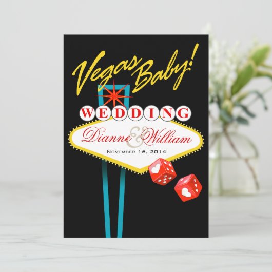 Vegas Baby! Hochzeit Speichern Sie das Datum schwa Save The Date (Stehend Vorderseite)