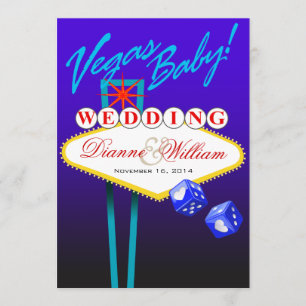 Vegas Baby! Hochzeitstag speichern das Datum blau Save The Date