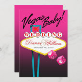 Vegas Baby! Save the Date fuschia (Vorne/Hinten)