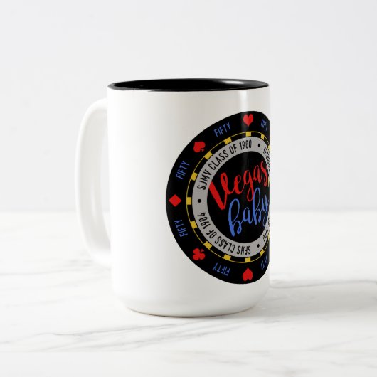 Vegas, Baby! Zweifarbige Tasse (Vorderseite Links)