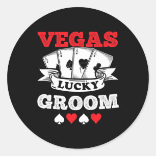 Vegas Bachelor Party Verheiratet in Vegas Groom Sq Runder Aufkleber