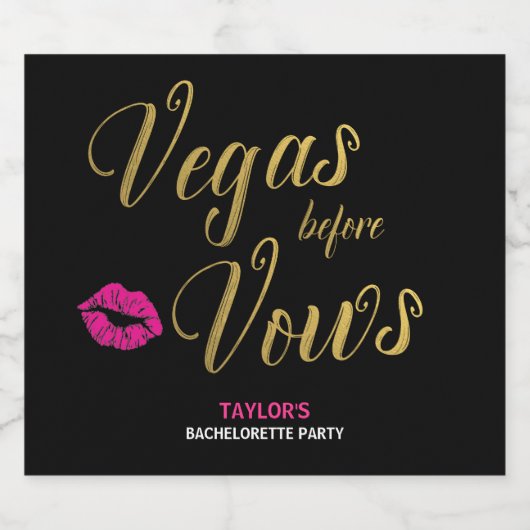 Vegas Before Vows Bachelorette Sparkling Weinkelle Schaumweinetikett (Einzelnes Label)