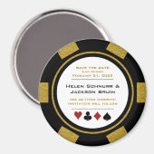 Vegas Black Gold Poker Chip Hochzeit speichern das Magnet (Vorderseite/Rückseite)