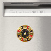 Vegas Casino Chip 50. Geburtstag | Rotes Gold Magnet (In Situ (Geschirrspüler))