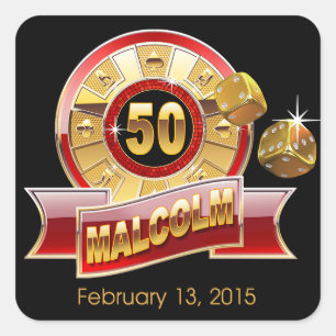 Vegas Casino Das große 5-05   Rotes Gold Quadratischer Aufkleber