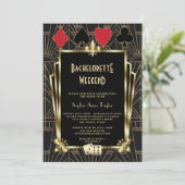 Vegas Casino Great Gatsby Bachelorette Wochenende Einladung (Stehend Vorderseite)