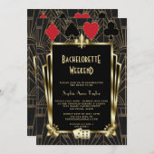 Vegas Casino Great Gatsby Bachelorette Wochenende Einladung (Vorne/Hinten)