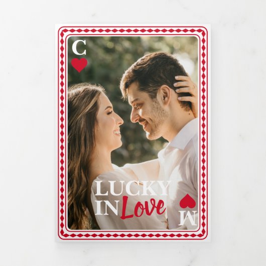 Vegas Casino Hochzeitskarte Lucky in der Liebe Dreifach Gefaltete Einladung (Cover)