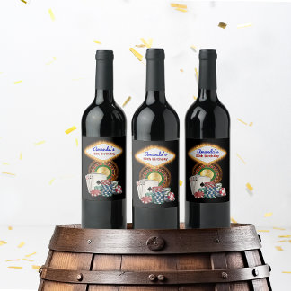 Vegas Casino Night Birthday / Bachelor Party Weinetikett