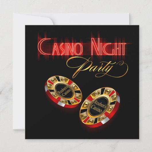Vegas Casino Night FRAG MIR 2 PUT DEINEN NAMEN AUF Einladung (Vorderseite)
