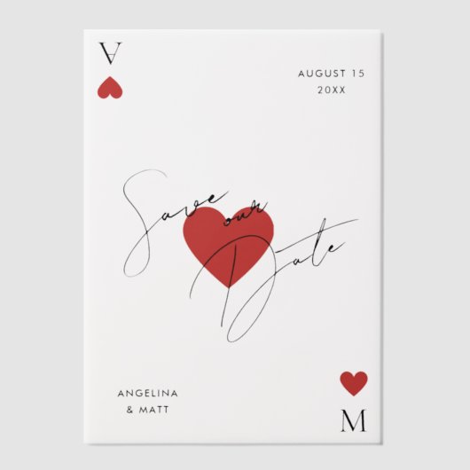 Vegas Casino Playing Card Wedding Pergament Einladungen (Vorderseite)