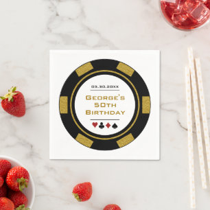 Vegas Casino Poker Chip Gold Geburtstag Serviette