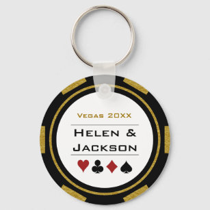 Vegas Casino Poker Chip Navy Blaue Hochzeit Schlüsselanhänger