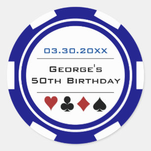 Vegas Casino Poker Chip Navy Blue Runder Aufkleber