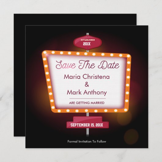 Vegas Casino Themed Ankündigung Datum freihalten (Vorne/Hinten)