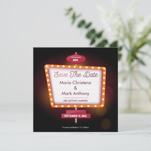 Vegas Casino Themed Ankündigung Datum freihalten (Stehend Vorderseite)