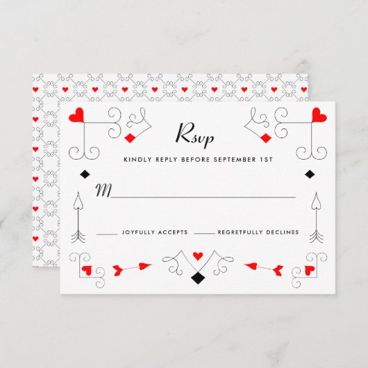 Vegas Cupid's Hearts and Diamonds Wedding RSVP Car (Vorne/Hinten)