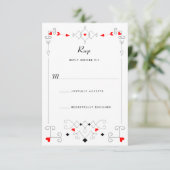 Vegas Cupid's Hearts and Diamonds Wedding RSVP Karte (Stehend Vorderseite)