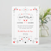 Vegas Cupid's Hearts Diamonds Wedding Einladung (Stehend Vorderseite)