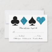 Vegas Destiny Wedding RSVP mit Essensauswahl Blue (Vorderseite)