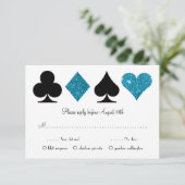 Vegas Destiny Wedding RSVP mit Essensauswahl Blue (Stehend Vorderseite)