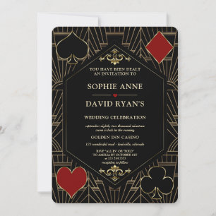 Vegas Gold Art Deco Casino QR Code Poker Hochzeit Einladung
