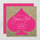 Vegas Gold Glitzer Girly Junggeselinnen-Abschied Einladung (Vorne/Hinten)