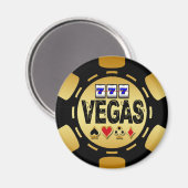 VEGAS GOLD UND SCHWARZ POKER CHIP MAGNET (Vorderseite/Rückseite)