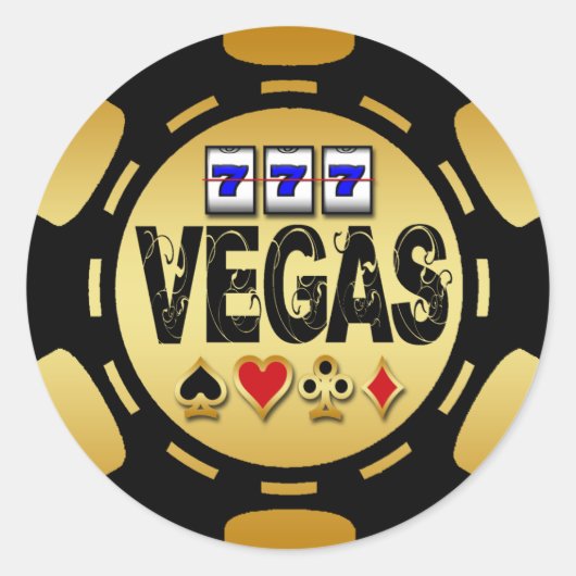 VEGAS GOLD UND SCHWARZ POKER CHIP RUNDER AUFKLEBER (Vorderseite)