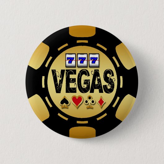 VEGAS-GOLD UND SCHWARZER POKER-CHIP BUTTON (Vorderseite)
