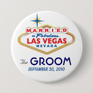 Vegas-Hochzeit in Urlaubsort DER BRÄUTIGAM-Knopf Button