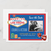 Vegas-Hochzeit in Urlaubsort Save the Date Einladu (Vorne/Hinten)