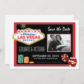 Vegas-Hochzeit in Urlaubsort Save the Date Einladu (Vorne/Hinten)