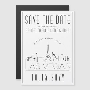 Vegas Hochzeit   Stilisierte Skyline Termin merken Magneteinladung