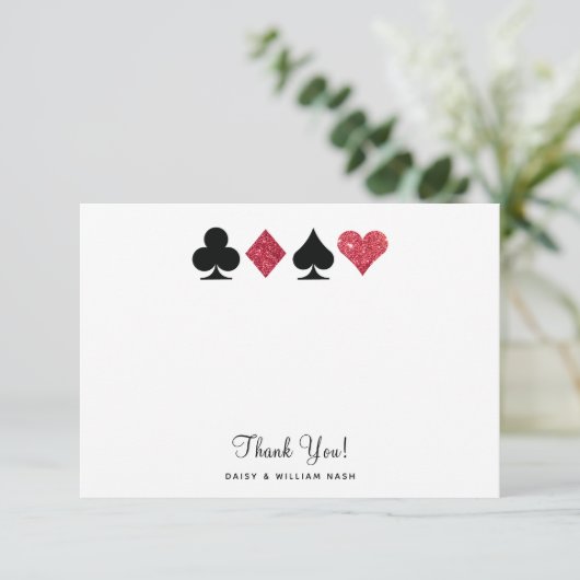 Vegas Imitate Roter Glitzer Flat Danke Karte (Stehend Vorderseite)